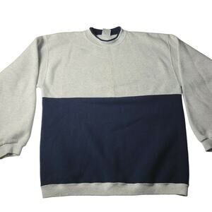 Vintage 20/20 Sport Crewneck Sweatshirt Men's Large Color Block Navy Gray